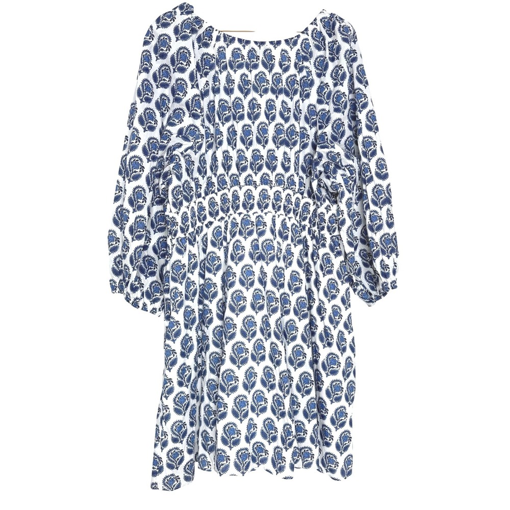 NWT J.Crew V-Neck Mini Dress Bouquet Block Print Blue White XXL - Picture 5 of 12